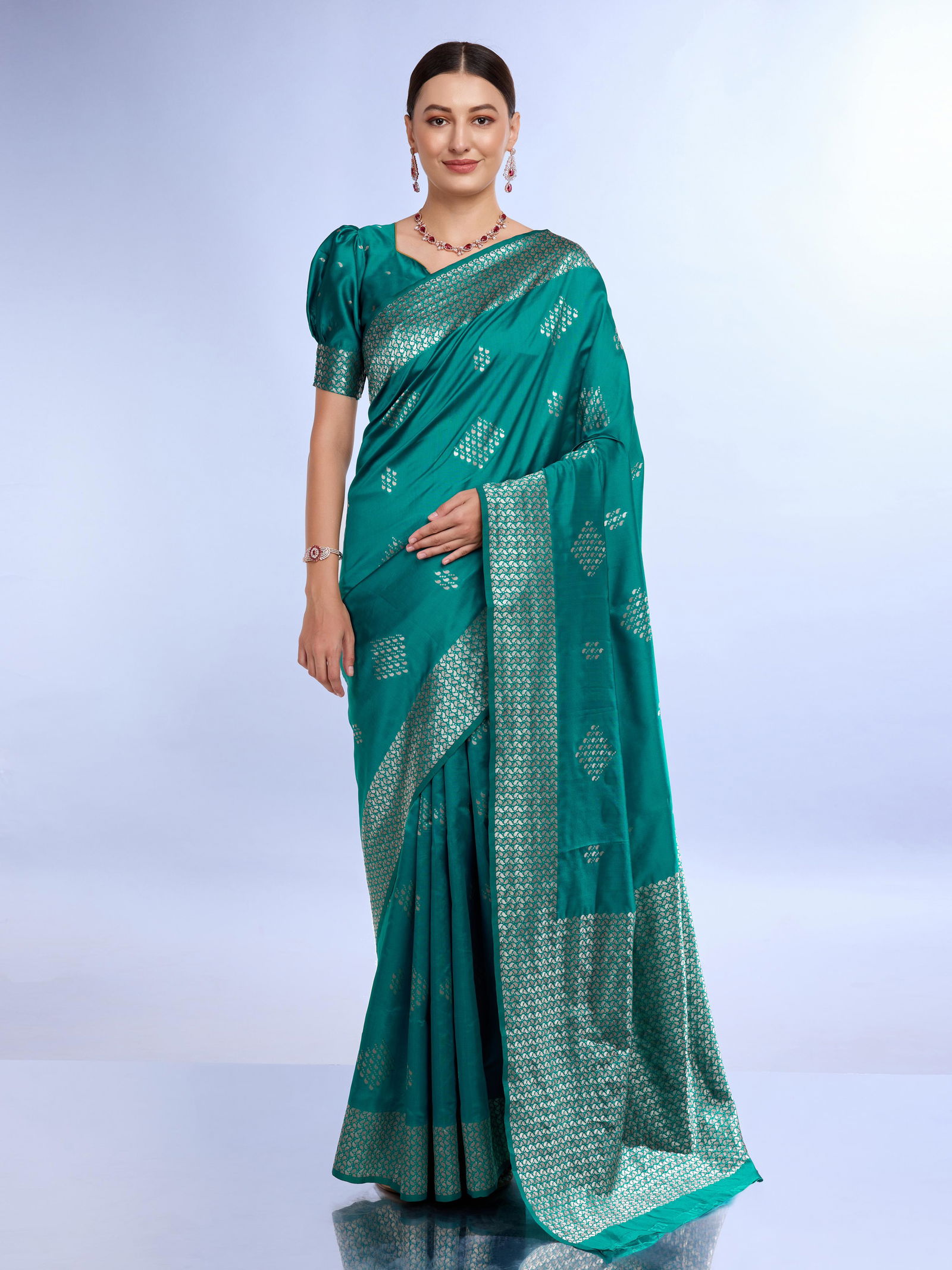 KL Magic 403 Designer Lichi Silk Party Wear Sarees Suppliers In Mumbai